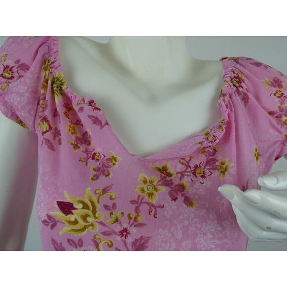 Vintage Medium Top Y2K Preppy Floral Pink Hyper Feminine Dainty Preppy Coquette - Picture 4 of 9